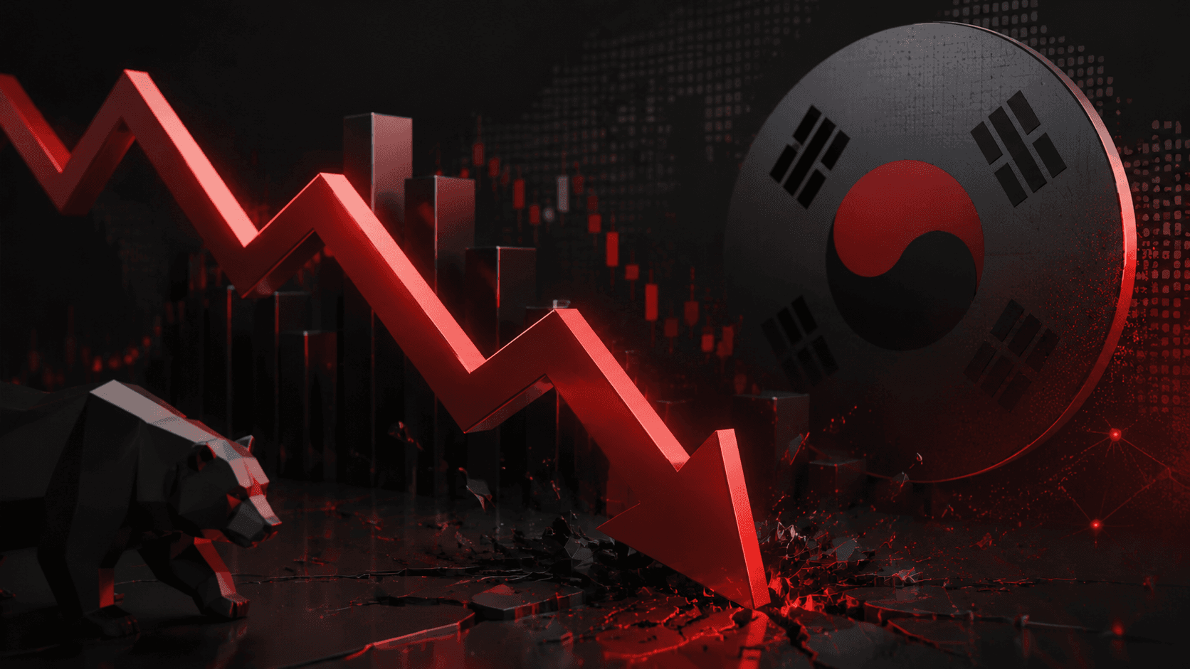 Иллюстрация: Фондовый рынок Южной Кореи обвалился почти на 10% на фоне распродаж в техсекторе