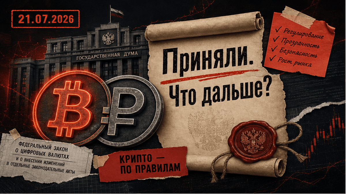 Иллюстрация: Криптозакон приняли во 2–3 чтении 21 июля 2026: что делать инвестору и бизнесу в России